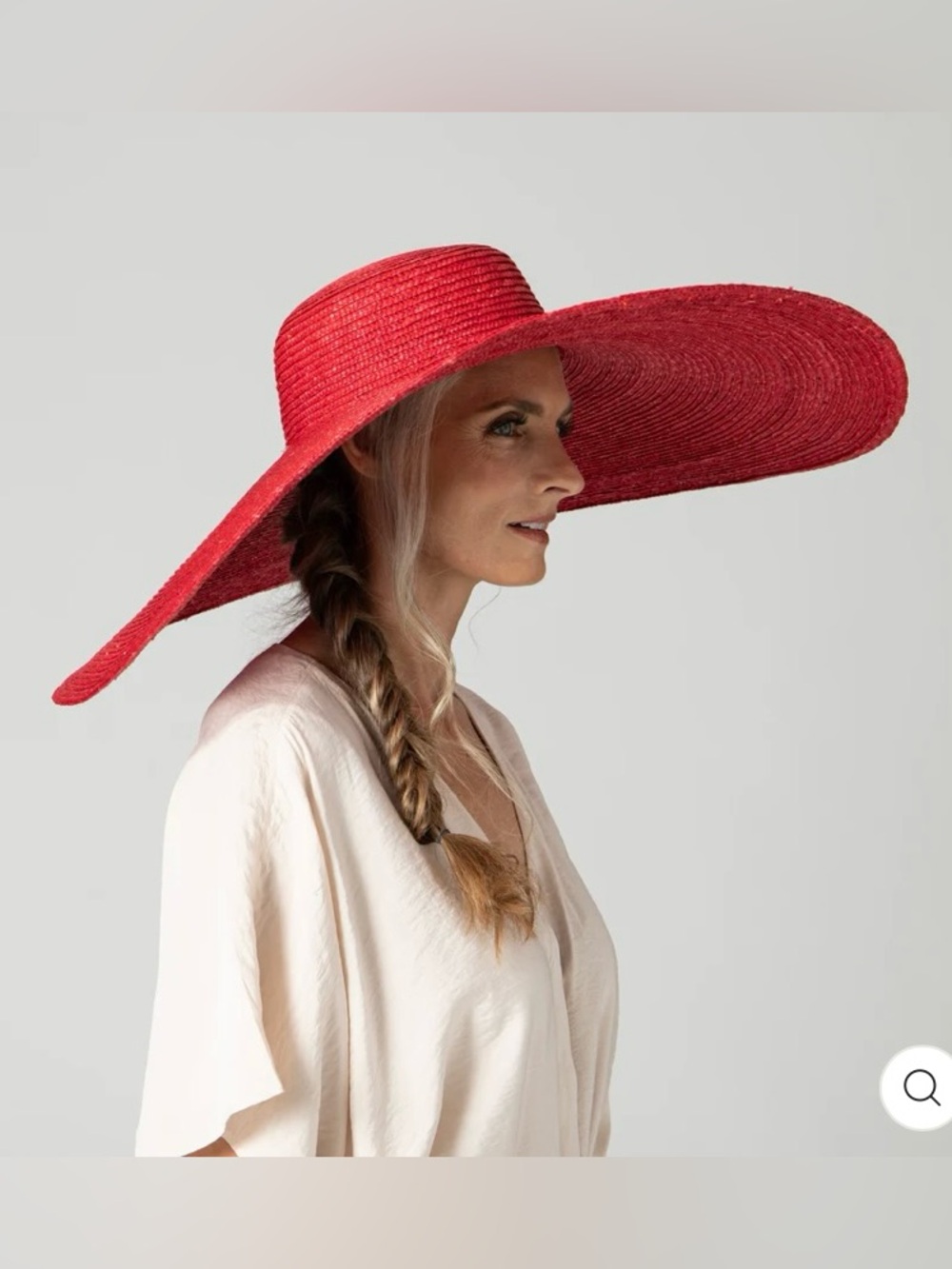 On Holiday Oversized Wide Brim Straw Sun Hat - Red - Picture 7 of 16